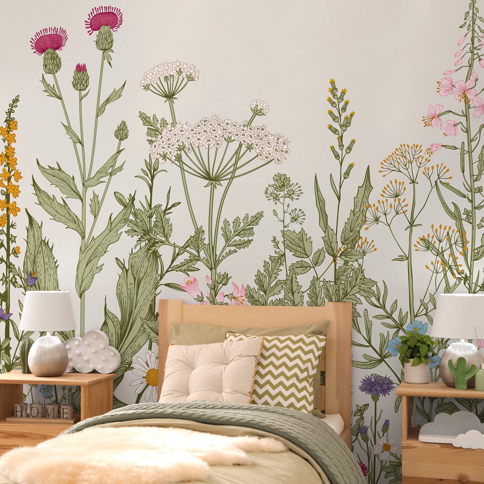 Herbal Wallpaper - Botanical Floral Wallpaper ,Green Leaves Wall