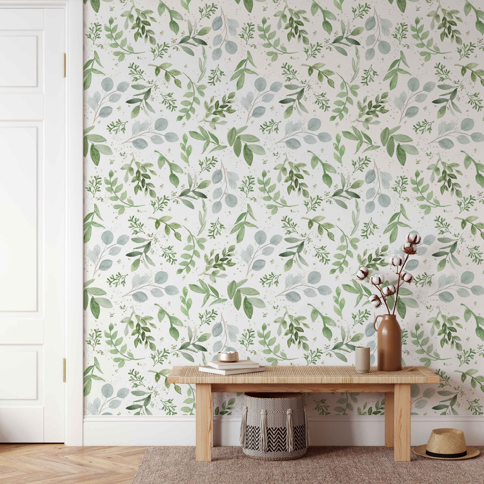 Herbal Wallpaper - Green Leaves Wallpaper Peel And Stick,,Spring