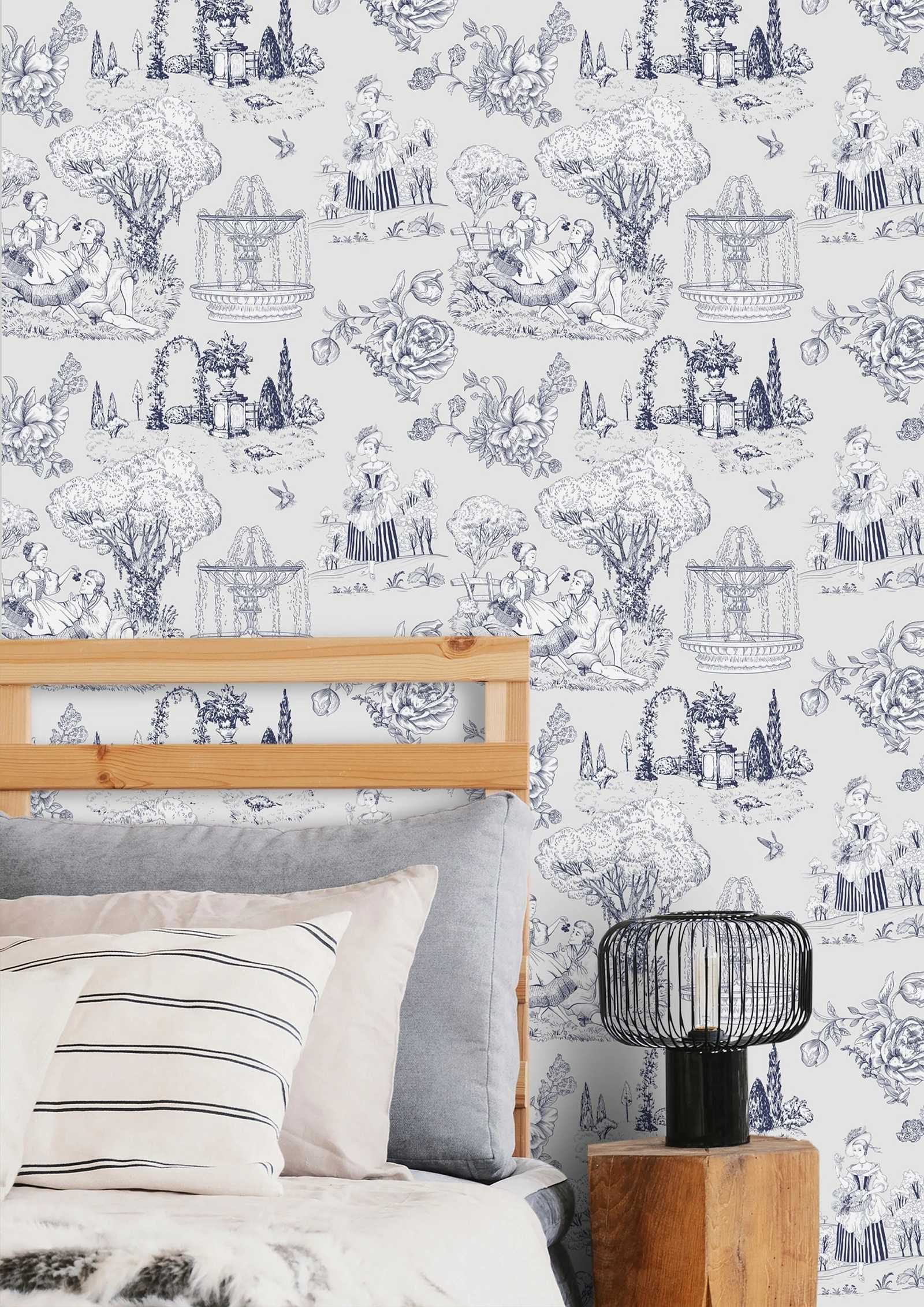 Toile De Jouy Wallpaper Classi - Herbal Wallpaper ulasan dan harga
