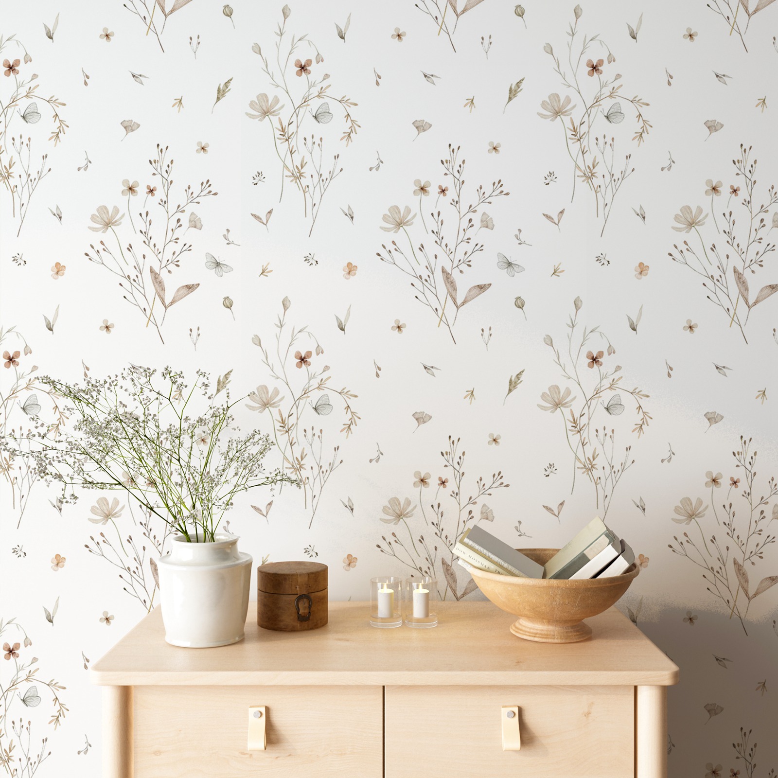Fresh Flowers Wallpaper, Neutr - Herbal Wallpaper ulasan dan harga