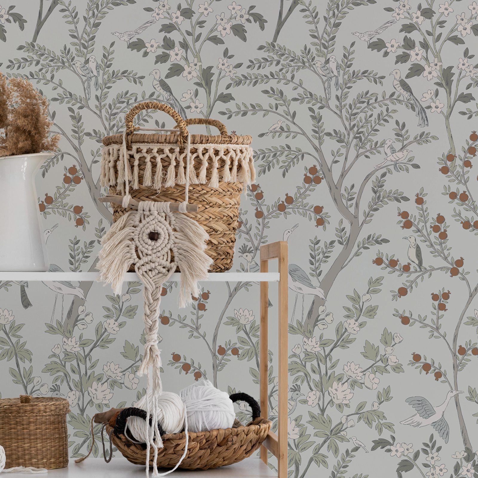 Vintage Floral Wall Sticker Wa - Herbal Wallpaper ulasan dan harga