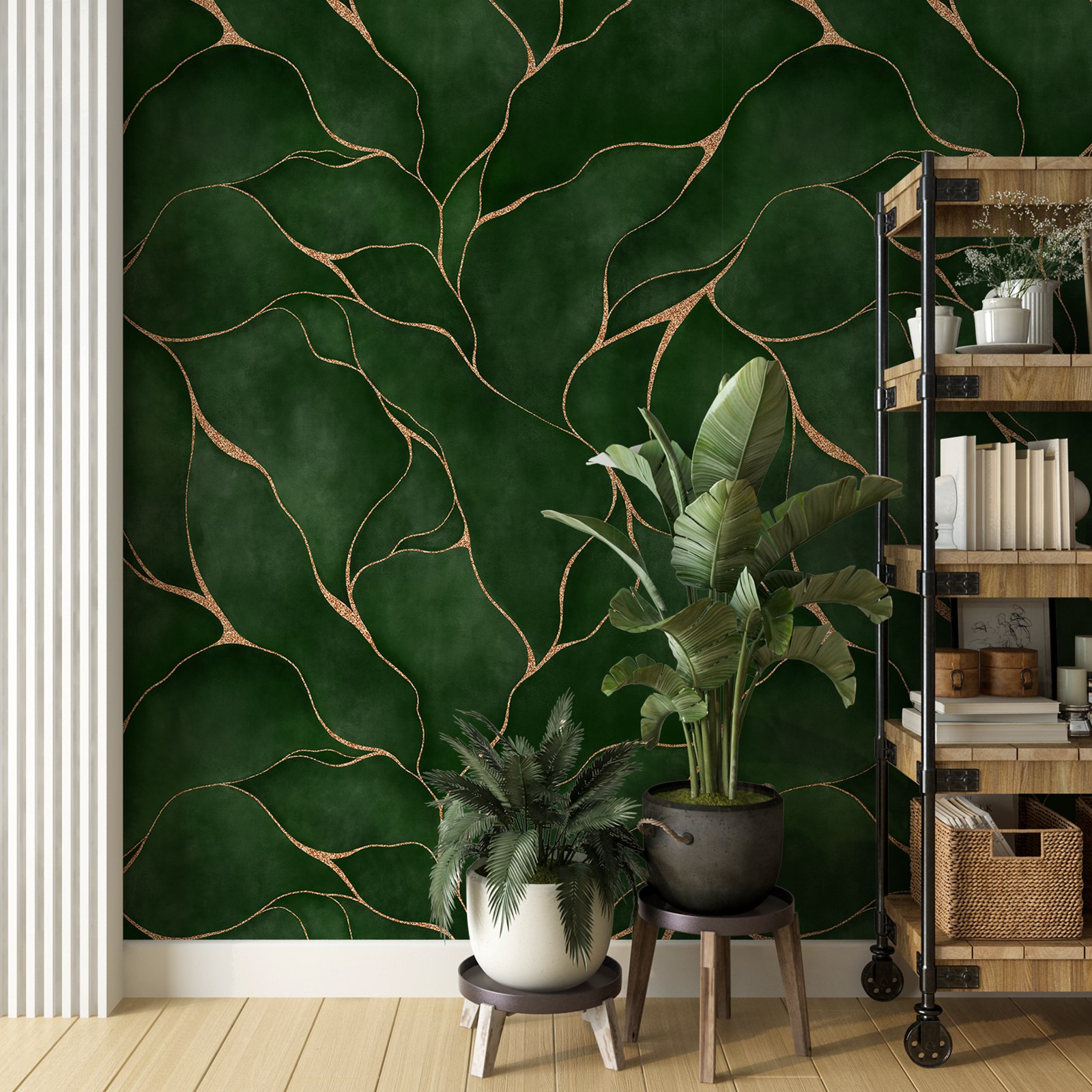 Green Watercolor Leaves Wallpa - Herbal Wallpaper ulasan dan harga