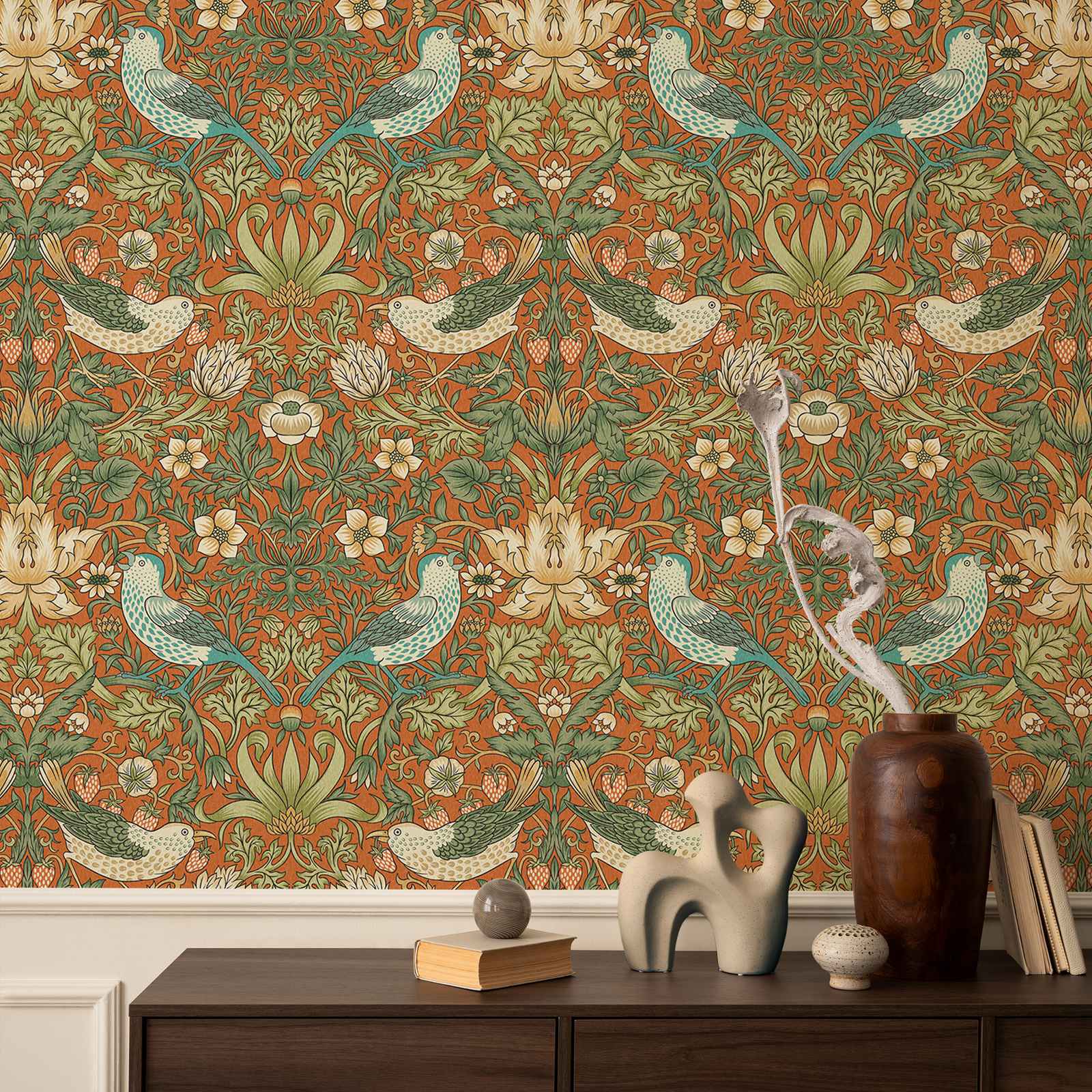 Strawberry Thief Flower Wallpa - Herbal Wallpaper ulasan dan harga