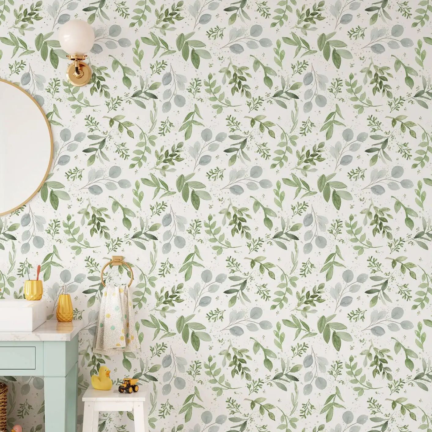 Green Leaves Wallpaper Peel An - Herbal Wallpaper ulasan dan harga