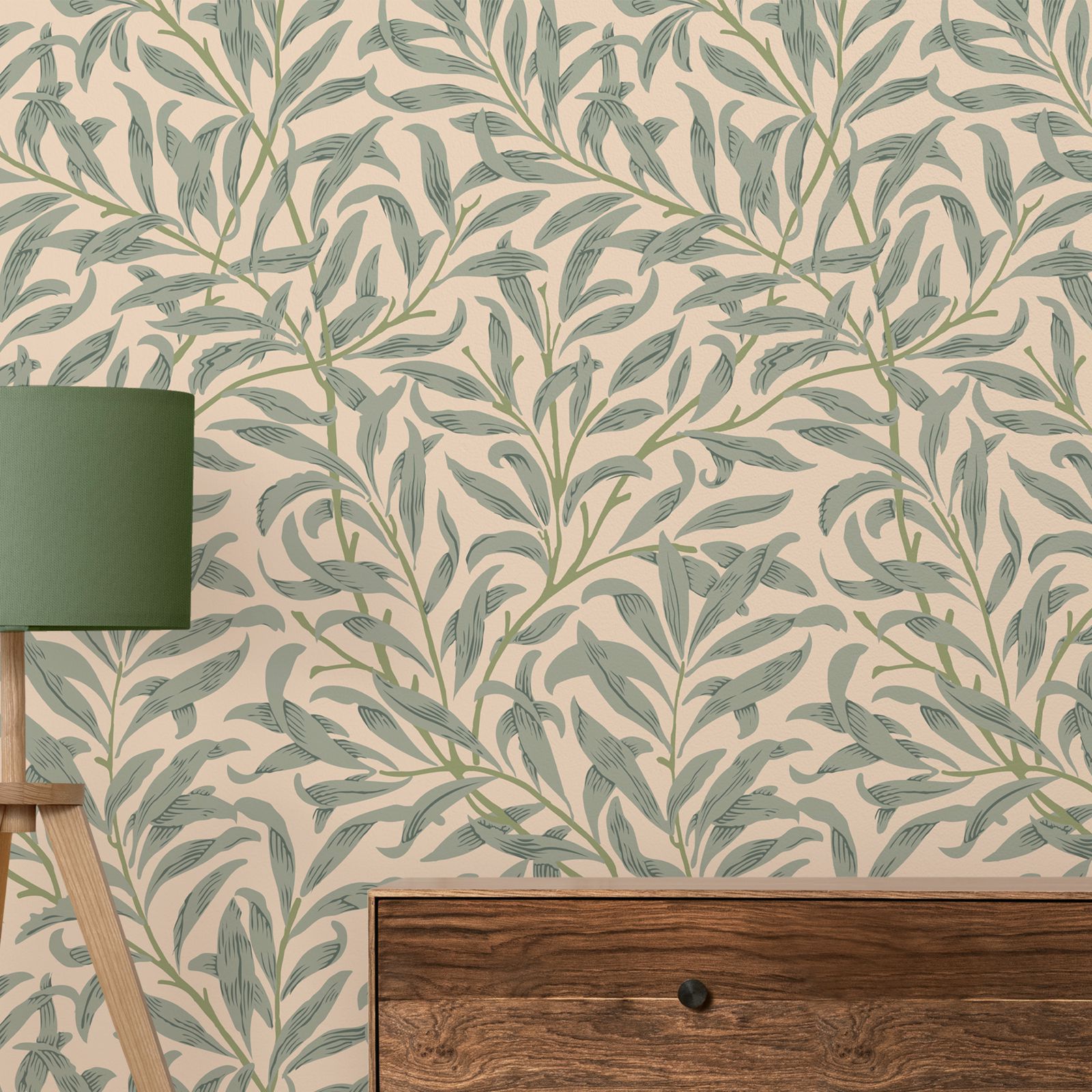 Green Leaf Wallpaper,Beige Col - Herbal Wallpaper ulasan dan harga