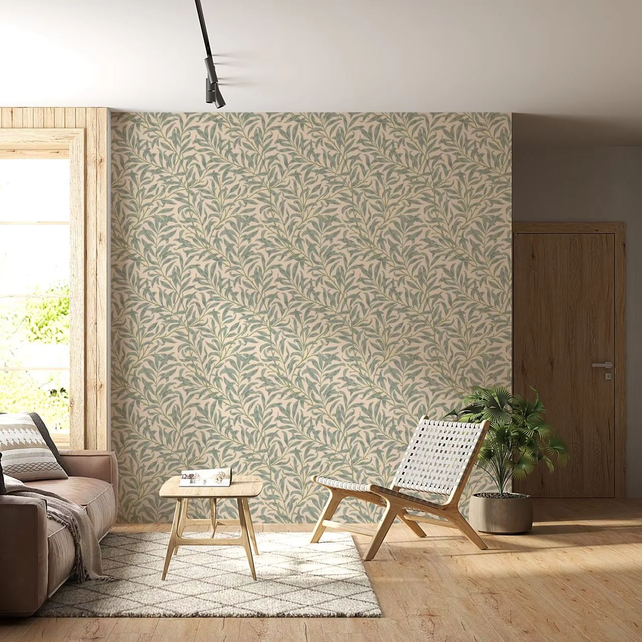 Green Leaf Wallpaper,Beige Col - Herbal Wallpaper ulasan dan harga